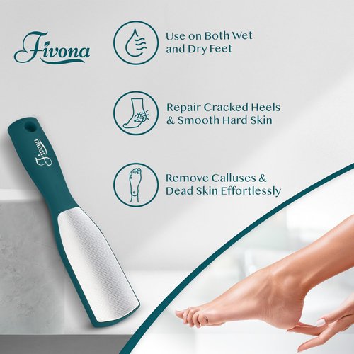 Fivona Professional Foot File - Callus Remover for Feet, Double Sided Foot Rasp for Dry Heels, Foot Scrubber Dead Skin Remover, Corn Removal for Feet