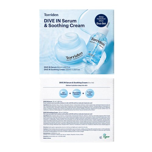Torriden DIVE IN Serum 1.69 fl.oz. + Soothing Cream (Jar) 3.38 fl.oz. | Hyaluronic Acid Care Set | Valentine's Gift for Women | Deep Hydrating Skin Care to Get Glass Skin