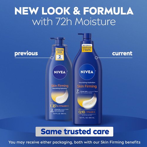 NIVEA Nourishing Hydration Body Lotion - Firming Q10 & Vitamin C, 72-Hour Moisturizer, 16.9 Fl Oz