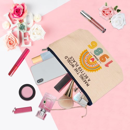 ancpeany 40th Birthday Gifts Women Makeup Bag, 40th Birthday Decorations for Women Her, 1986 Anniversary 40 Year Old Birthday Gifts for Woman, Mom, Sister, Friend, Mothers Day, Cosmetic Travel Pouch