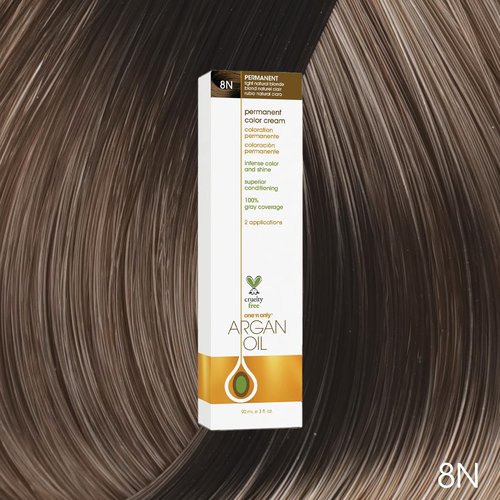 One N' Only Permanent Hair Color - Argan Oil Infused Dye for Rich Tones & Gray Coverage - 8N Light Natural Blonde (3 oz)
