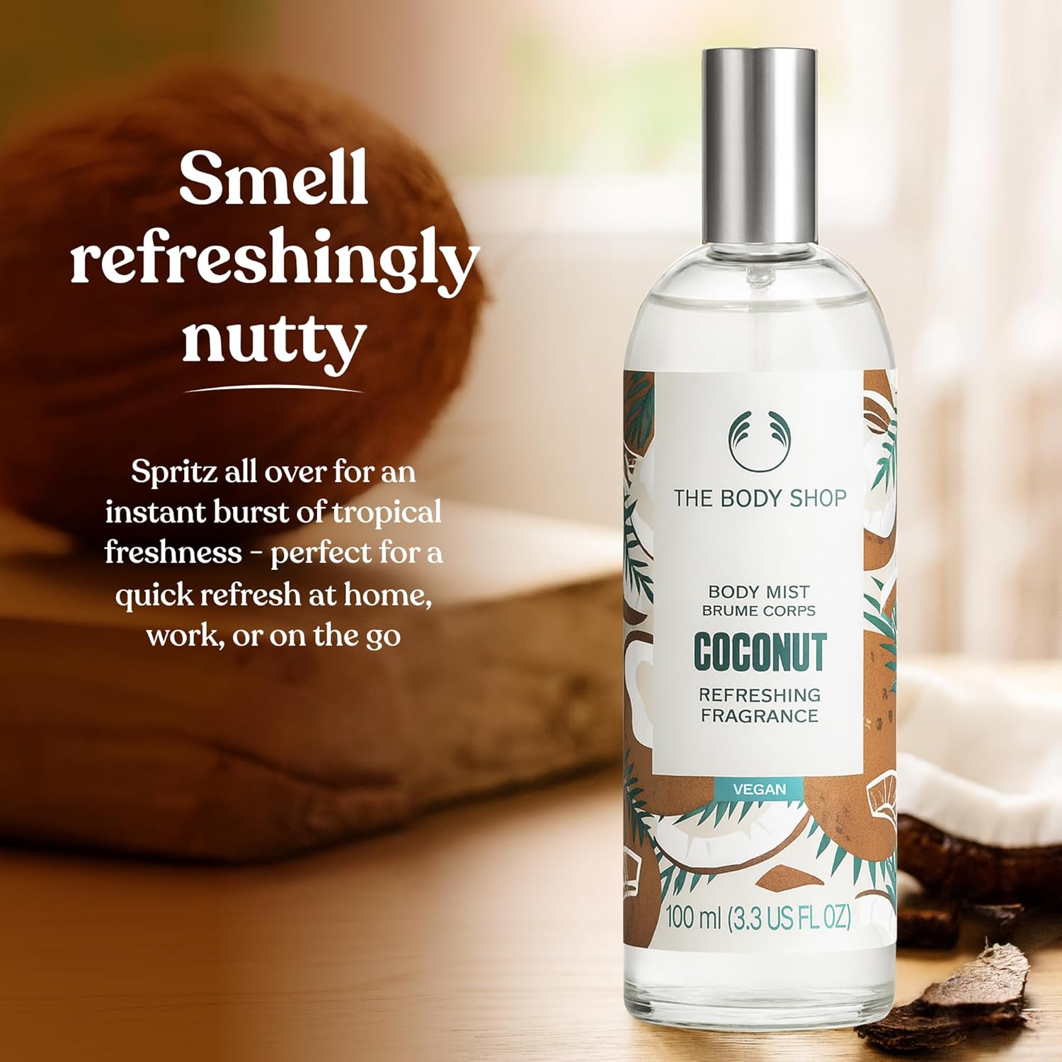The Body Shop Coconut Body Mist - Refreshing Tropical Scent - Vegan Formula - 3.3 oz