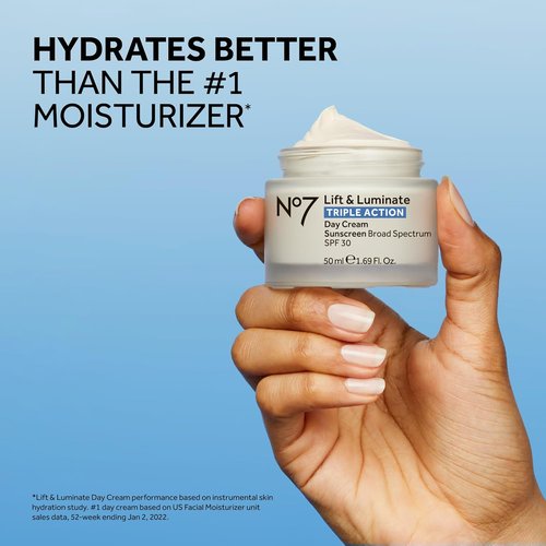 No7 Lift & Luminate Face Cream - Fragrance-Free Anti-Aging Moisturizer with SPF 30 - 1.69 Oz