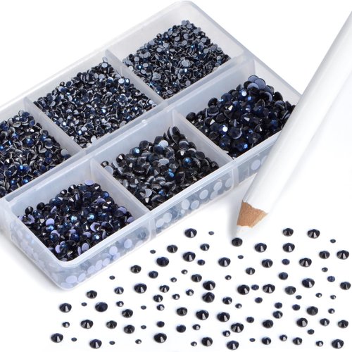 NCB Hotfix Iron on 8000pcs Crystal Rhinestones Round Gem for Crafts Decoration DIY Jewelry Making with a Picking Pen (Montana, 6Sizes SS3-SS12)