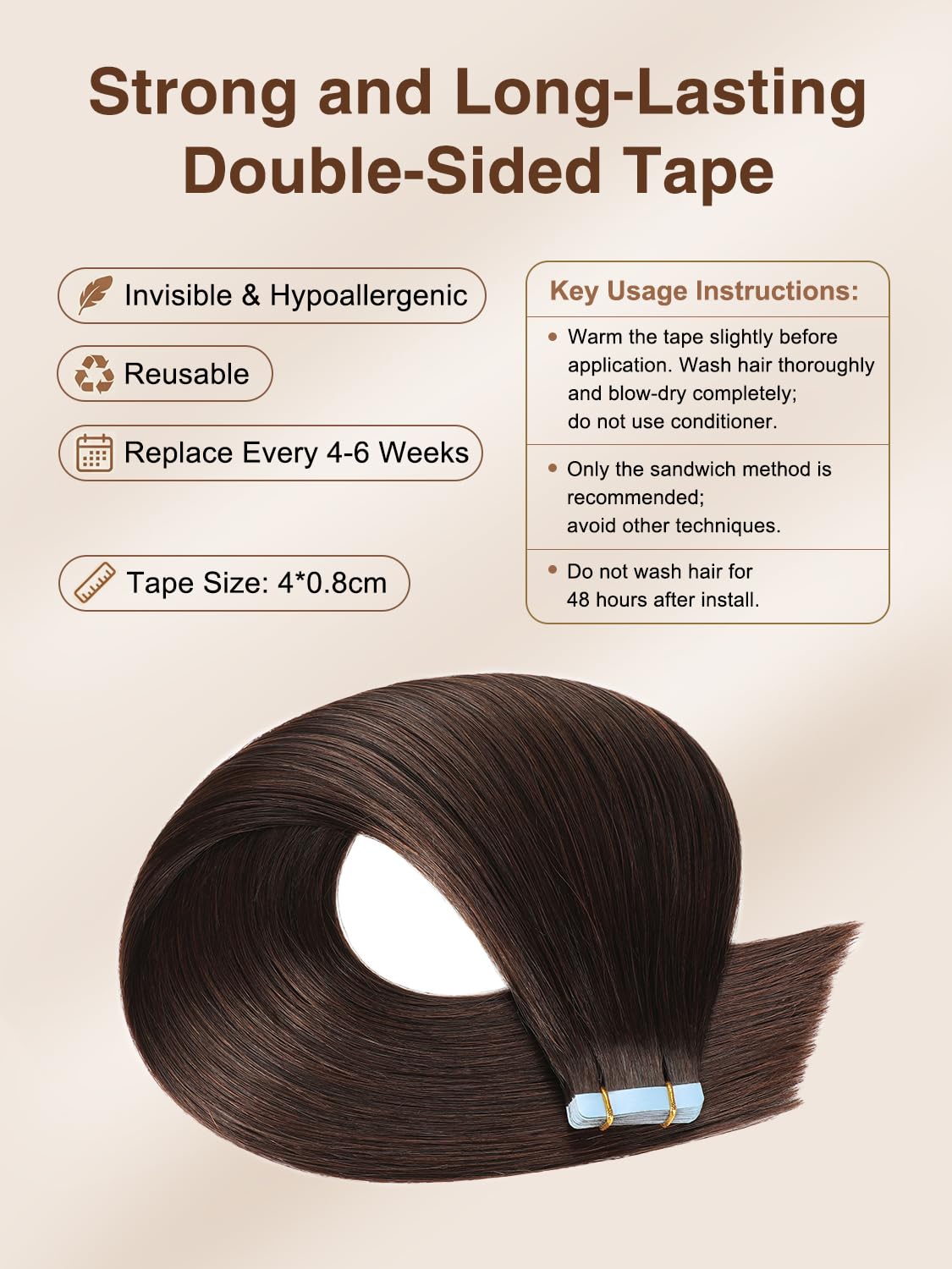 YILITE Tape in Human Hair Extensions 16 inches 20pcs 40g Silky Straight Tape in Hair Extensions Remy Human Hair #2 Dark Brown Hair Extensions(16 inch #2)