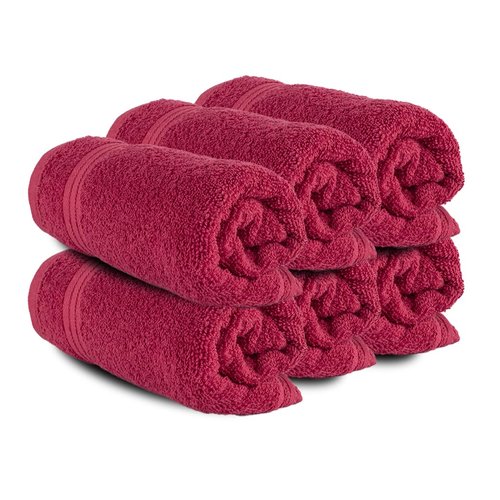 Textila Washcloths - 13x13 Inch 100% Cotton, Super Soft, Highly Absorbent & Lightweight - Ideal for Everyday Use, Spa & Gym (Red - Pack of 12)