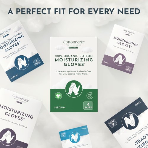 8 Pairs Cottonnerie Original Cotton Gloves for Dry Hands Sleeping, Moisturizing Gloves Overnight, Hand Moisturizer Gloves, Moisture Gloves for Dry Hands Overnight, Sleeping Gloves, Medium