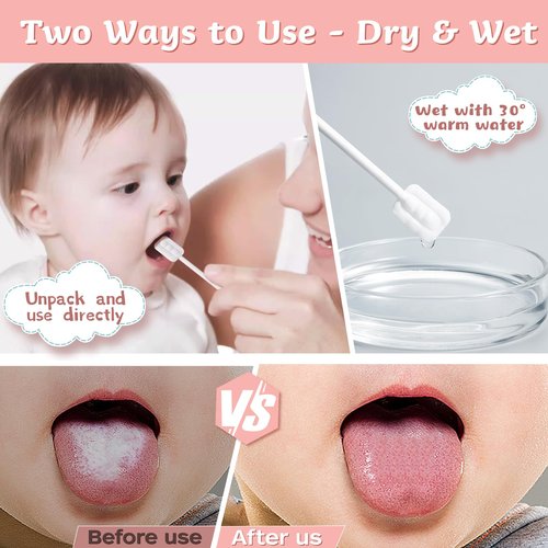 Lonlown 60PCS Baby Tongue Cleaner & 1PCS Finger Toothbrush Infant Mouth Cleaner Newborn Gum Cleaner Disposable Infant Oral Clean Stick Dental Care for Baby Toddler
