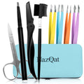Exquisite 8-in-1 Eyebrow Kit for Women & Men – Luxury Eyebrow Grooming Kit with 4 Precision Tweezers For Eyebrows, Eyebrow Razor, Eyebrow Scissors, Eyebrow Brush/Comb & Pencil with Padded Case