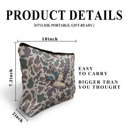 DOFQZ Vintage Mallard Duck Camo Makeup Bag, Duck Hunting Hunter Gifts Cosmetic Bags for Women, Camouflage Wildlife Wild Animal Makeup Zipper Pouch