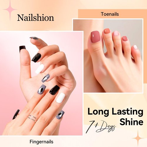 Nailshion Nude Gray Nail Polish Set Neutral 16 Colors with Base Top Coat Remover Pads, Nude Brown Burgundy Dusty Rose Fast Dry Fingernail Polish Set, Non-Gel, Rich in Castor Oil Nail Art Kit
