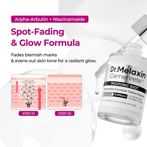 Dr.Melaxin Cemenrete Picotonic Shot Calcium Serum for Firming Density collagen serum Even Skin Tone & Skin Clarity Anti-aging Dark spot care 1.01 fl.oz.