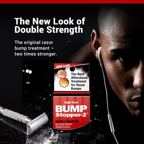 High Time Bump Stopper 2 Double Strength Ingrown Hair Cream | Aftershave Lotion for Men and Women | Razor Bump Balm | 0.5 OZ (2 Pack)
