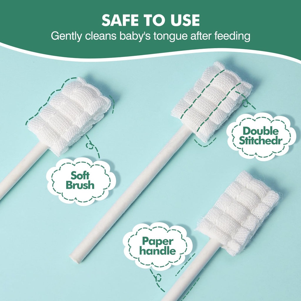 Yruzqne 52Pcs Baby Tongue Cleaner, Disposable Baby Toothbrush Oral Cleaner, Infant Gum and Tooth Cleaning Stick for Newborns, Toddler Mouth Cleaner