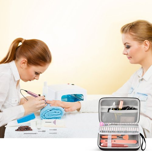 ALKOO Nail Drill Kit Case, Acrylic Nail Drill Bits Holder Container, Electric Nail Drill Kit Organizer Storage Bag Only