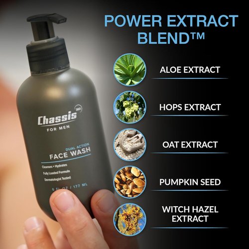 Chassis 360 Dual Action Face Wash - Hydrating Oil Control with Niacinamide & Vitamin C - Unscented 6 Fl Oz