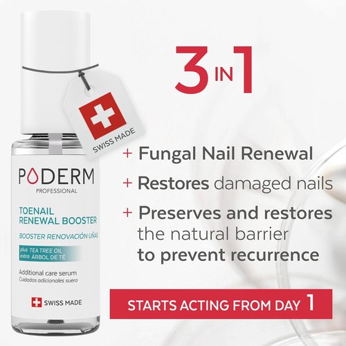 Poderm Toenail Renewal Booster - Tea Tree Oil Serum for Discolored Nails | 100% Natural & Vegan