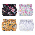 MIAO JIN 4 PCS Portable Mini Cosmetic Bags Flower Coin Purse Lipstick Small Makeup Waterproof Travel Kit Pouch No Zipper Self-closing Accessories Organizer for Headphones Jewelry Women