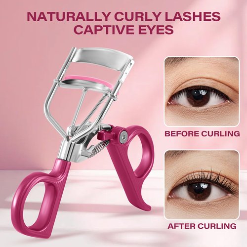 Eyelash Curler with 3 Refill Pads of 3 Different Firmness, Upgraded Material Handle, Achieve Precise Control, Professional Lash Curler Features a Built-in Lock for Easy Storage & Travel, Gentle & Safe