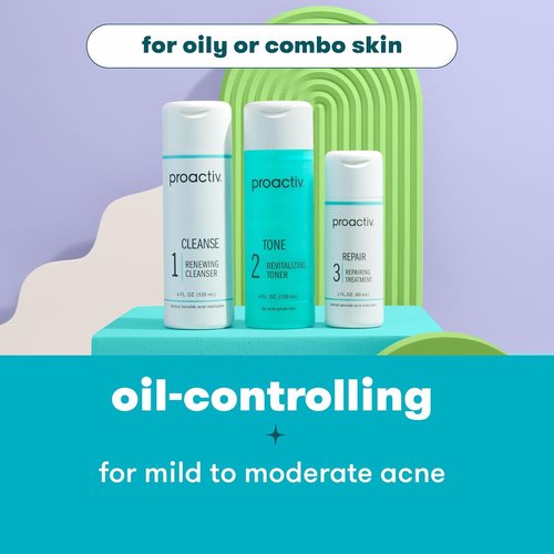 Proactiv 3 Step Acne Treatment System - Complete 60-Day Skincare Kit with Benzoyl Peroxide & Pimple Patches