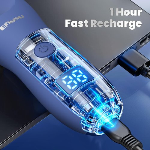 ENSSU Manscape Trimmer for Men, IPX7 Waterproof Body Hair Trimmer with Ceramic Blade & Spotlight, Rechargeable Electric Groin & Pubic Hair Trimmer, Wet or Dry Use Body Groomer for Legs/Chest