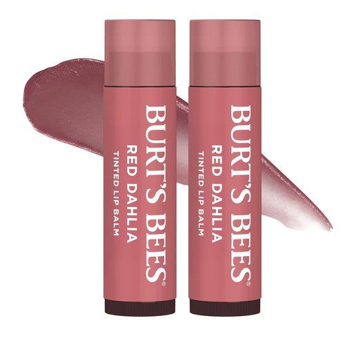Burt's Bees Lip Tint Balm - Long-Lasting Hydrating Formula with Shea Butter | Fiery Red Dahlia (2-Pack)