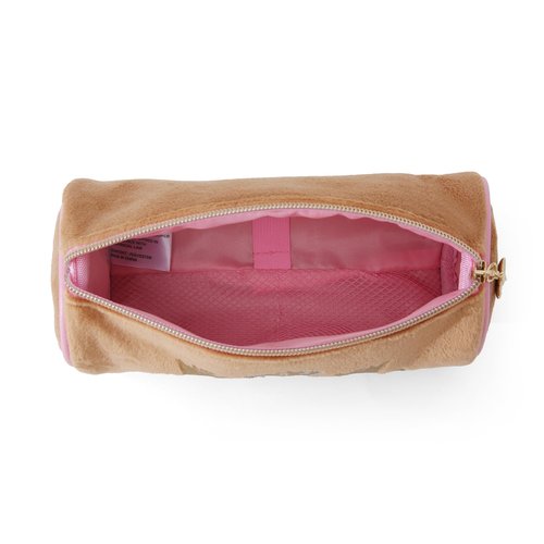 Juicy Couture Brown Makeup Bag Cosmetics Organizer Travel Essentials Cylinder Roll Gold Terroir Dog Rhinestone Crown Velour