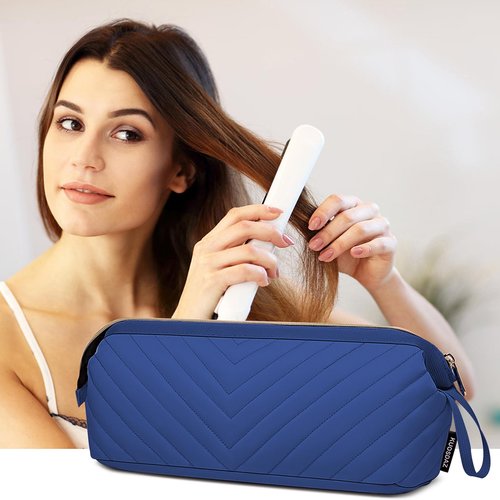 Kuosdaz Hair Tools Travel Bag for Shark Flexstyle Dyson, Quilted Case Organizer Bag, Gift for Women Hair Accessories Storage Bag, Travel Hairdryer Portable Bag for Women, Blue
