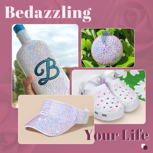 8000PCS 3mm Resin Jelly Rhinestones in Bulk (White AB), Bedazzling Flatback Crystals Rhinestones for Crafting DIY Nail Decoration, Gems Diomand Charms for Tumbler Shoes Clothing Fabric