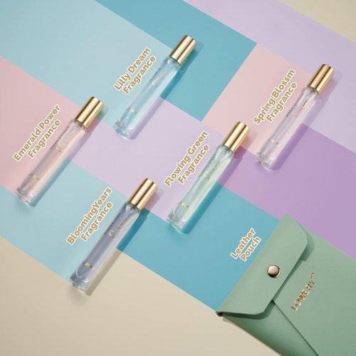 LOVERY Perfume Set - 5 Mini Travel-Sized Fragrances for Him & Her with Leather Pouch | 10ml Sampler Gift Set