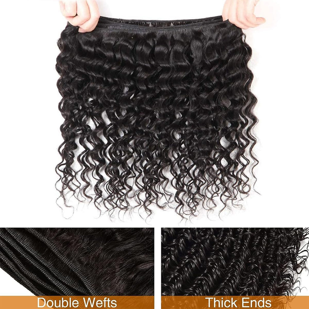Weydlor 22 Inch Deep Wave Human Hair Bundles 12A Brazilian Deep Curly 1 Bundles for Black Women 100% Unprocessed Wet and Wavy Bundle Human Hair Natural Black