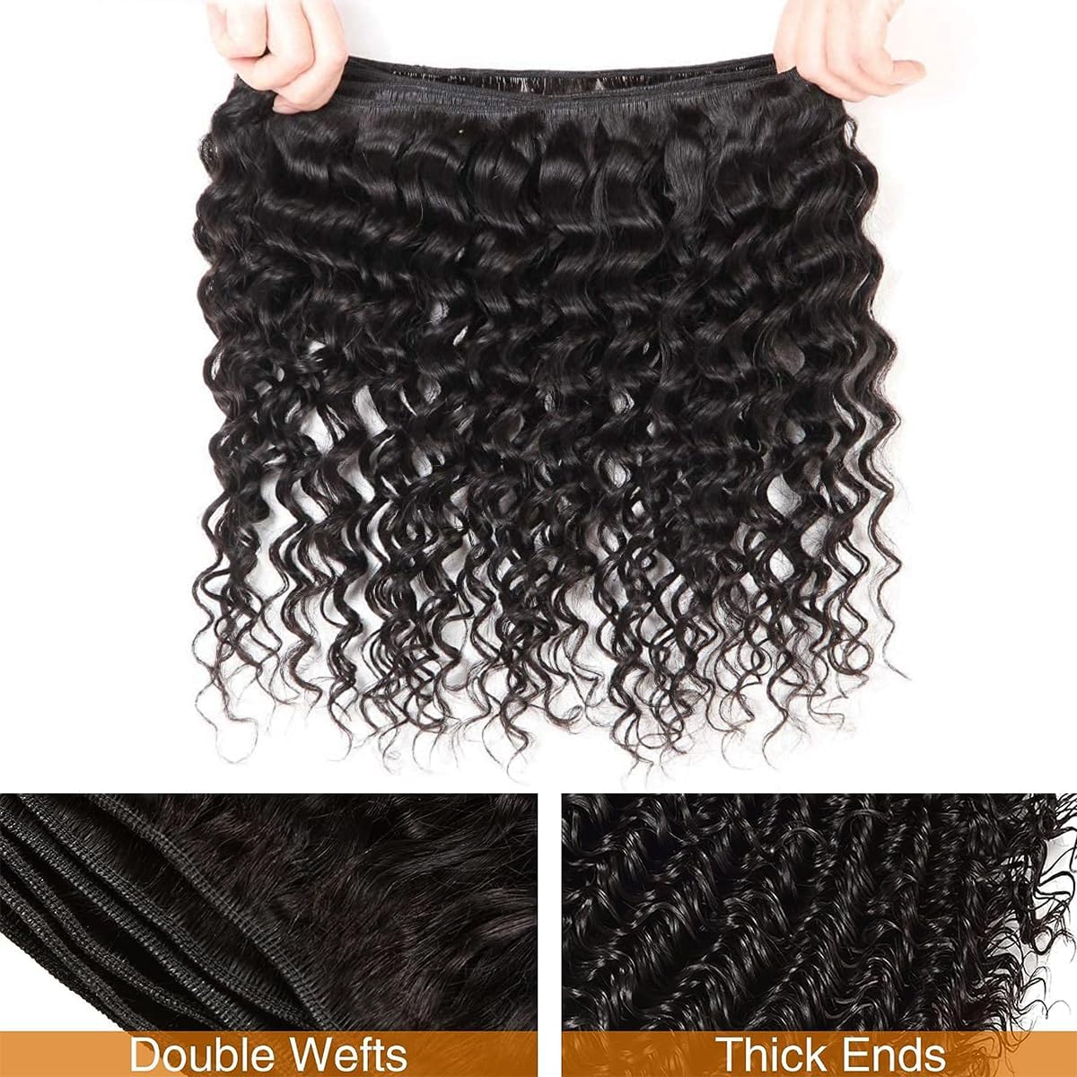 Weydlor 22 Inch Deep Wave Human Hair Bundles 12A Brazilian Deep Curly 1 Bundles for Black Women 100% Unprocessed Wet and Wavy Bundle Human Hair Natural Black