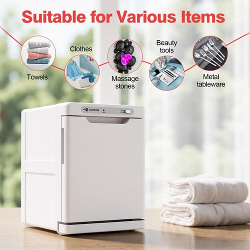 StateRiver Hot Towel Warmer, 5L Towel Warmer Cabinet, Small Towel Heater with Stainless Steel Rack, Professional Towel Heating Box, Use for Spa, Beauty Salon, Barber, Massage, Gym, Home (White)