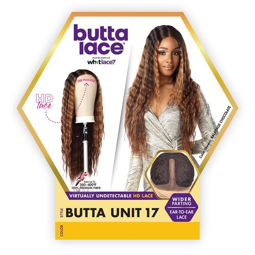 Sensationnel Butta Lace Wigs - Unit 17 Extra Wide 5 Inch Deep Parting Synthetic Preplucked Hairline Glueless Lacefront (1B OFFBLACK)