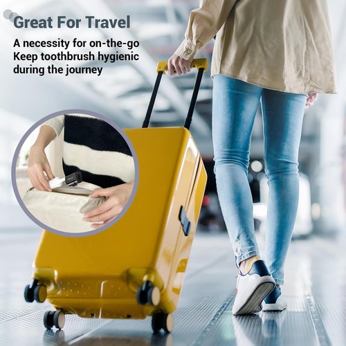 NFETLLD Aluminum Alloy Toothbrush Cover Cap, Long-lasting Toothbrush Head Covers Travel Toothbrush Protector Case for Electric and Manual Brushes, 2 Pcs, Silver+Black