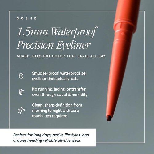 SOSHE Beauty - Waterproof Precision Eyeliner | 1.5mm Smudge-Proof Gel Liner | Easy Refills in Lovesick Burgundy Brown