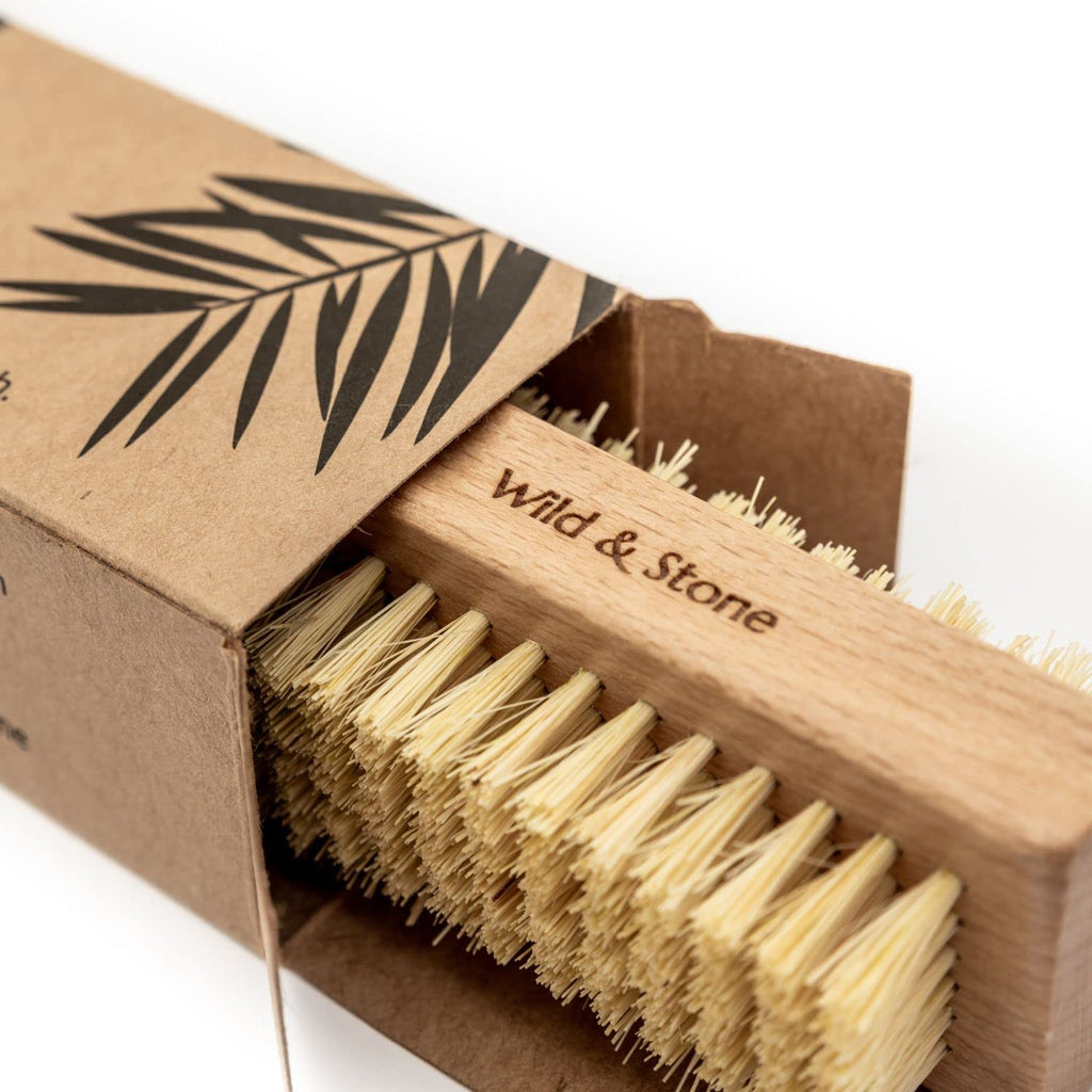 Wild & Stone | Wooden Nail Brush | Double-Sided Natural Sisal Fingernail and Toenail Brush | FSC Certified Beechwood & Sisal Fibres | Vegan & Plastic Free (One Size, 2, Count)