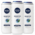 NIVEA MEN Sensitive Body Wash - Moisturizing Bamboo Extract Formula for Sensitive Skin | 16.9 Fl Oz, Pack of 3
