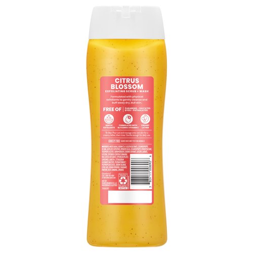Suave Citrus Blossom Exfoliating Body Wash & Scrub with Glycerin & Vitamin E, Sulfate-Free Hydrating Cleanser for Soft, Smooth Skin, 6 Count, 18 FL OZ EA