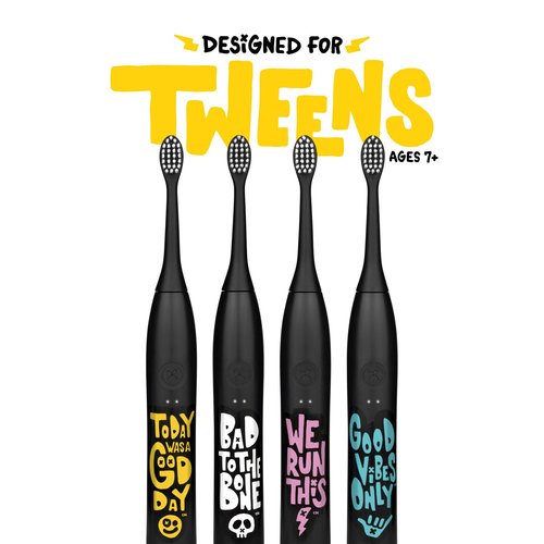 Made by Dentists Sonic X Electric Toothbrush – Rechargeable Kids Sonic Toothbrush, 8X Plaque Removal, 2 Speed Modes, 2-Minute Timer, 6 Brush Heads Included, Today was A Good Day Edition