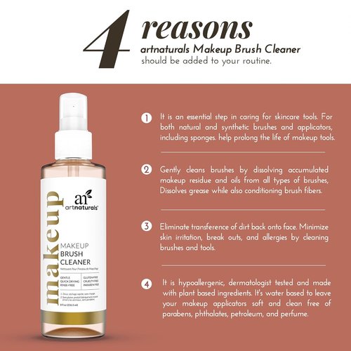 ArtNaturals Makeup Brush Cleaner - Rinse-Free Formula for Effortless Cleaning | 8 fl oz (236 ml)