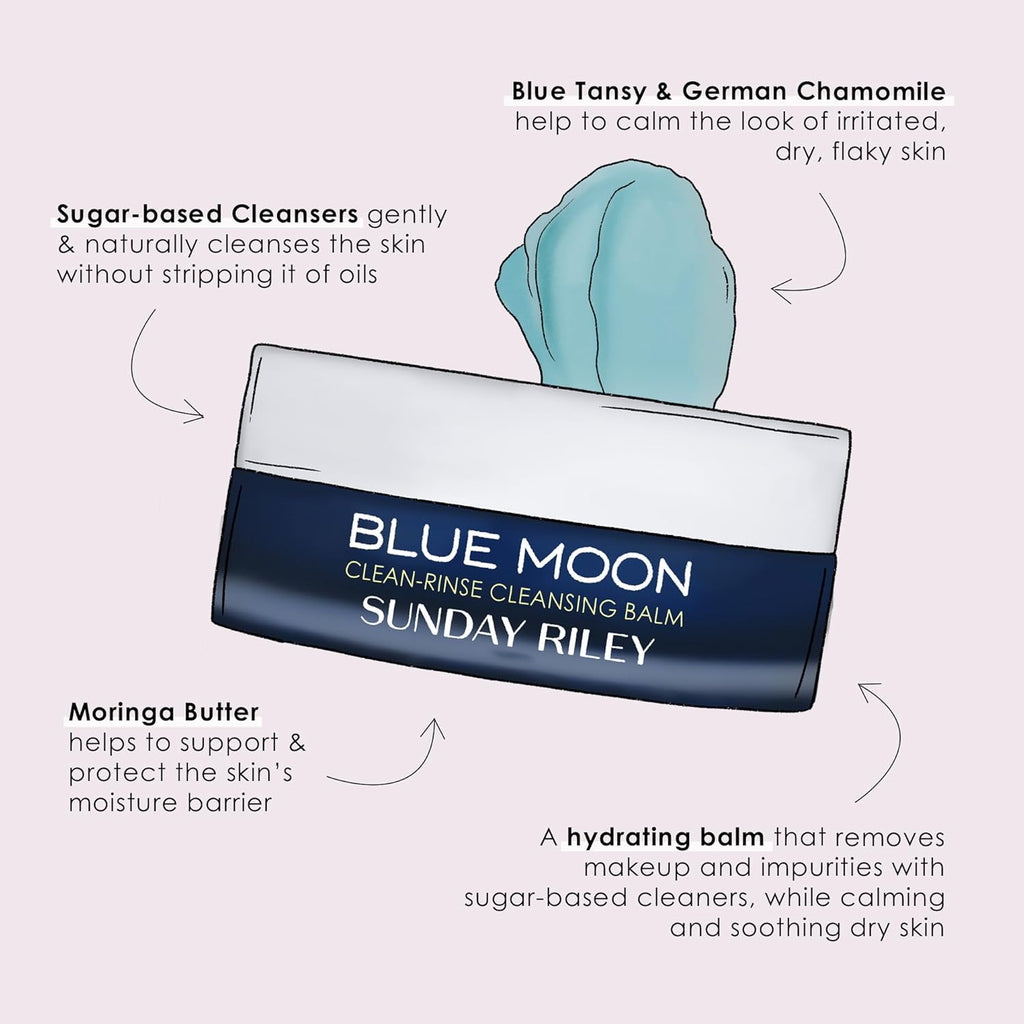 Sunday Riley Blue Moon Cleansing Balm - Gentle Makeup Remover | 3.5 Fl Oz