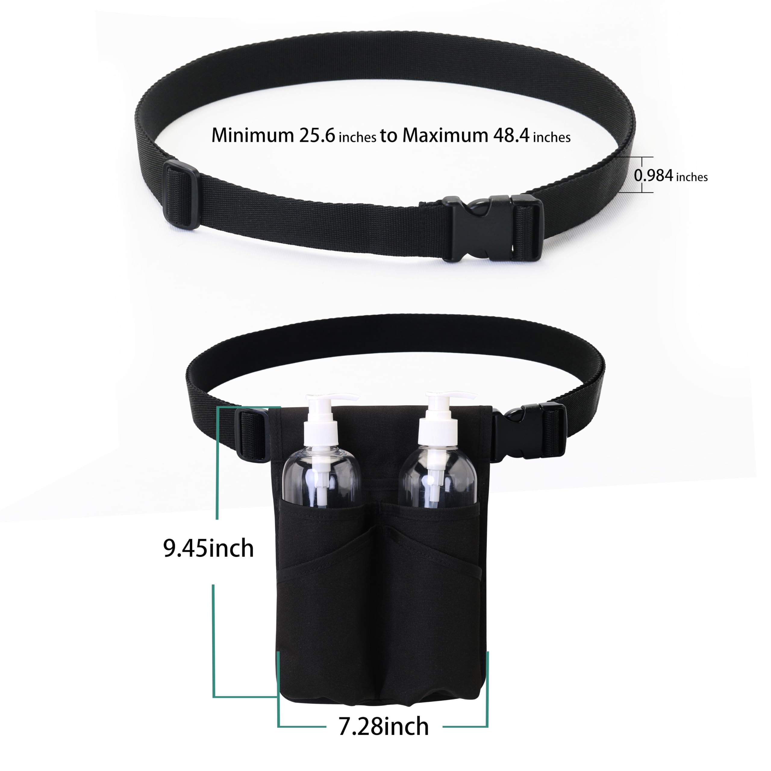 YOURUIMEI Professional Massage Therapist Holster with Adjustable Belt, Massage Bottle Bag, Massage Lotion Holster,Black(YR-XJ-2KD)