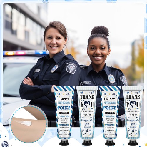 Loopeer 24 Pcs National Police Week Gifts - Double Sided Hand Cream Cop Gifts Bulk for Cop Appreciation Law Enforcement Graduation Police Academy Attorneys and Dad