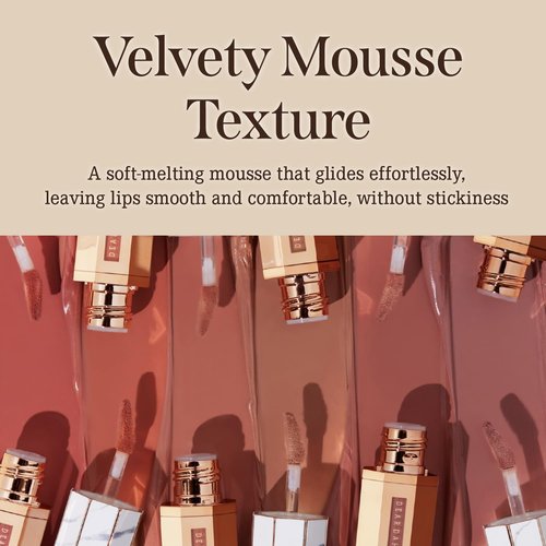 DEARDAHLIA Paradise Dream Velvet Lip Mousse (October) - Vegan Soft-Matte Lip Tint with Lightweight, Buildable, Long-Lasting Color, Whipped Mousse Texture. Cruelty-Free. 0.21 Fl oz