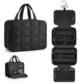 Manuqia Travel Toiletry Bag with Separate Jewelry Organizer, Water-resistant Makeup Bag with Hanging Hook, Large Capacity Travel Organizer for Toiletries, Cosmetic, Vacation Accessories - Medium