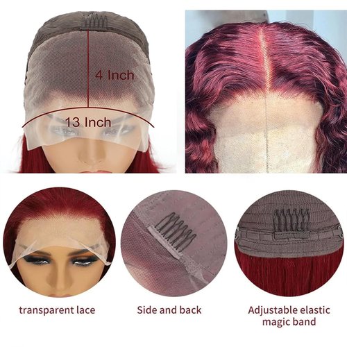 Jinhongze 99J Burgundy Curly Bob Wig Human Hair 13x4 Lace Front Wigs Human Hair Burgundy Deep Curly Wigs for Black Women Burgundy Short Curly Bob Wigs 10 Inch