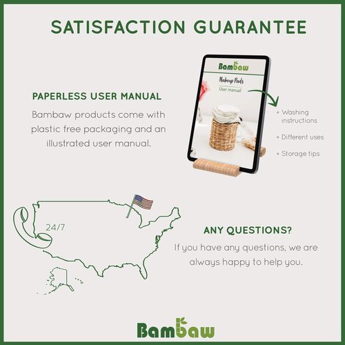 Bambaw Reusable Makeup Remover Pads - 22 Soft Cotton Rounds with Laundry Bag for Easy Storage