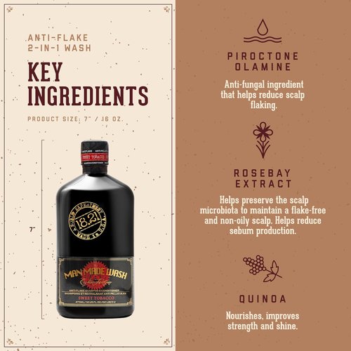18.21 Man Made Anti-Flake 2-in-1 Shampoo & Conditioner - Hydrating Sweet Tobacco Formula for Dry, Itchy Scalp