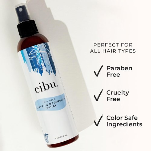 CIBU Balance Leave-In Moisturizing Detangler Spray | Nourishing Conditioner for All Hair Types - 8 Ounces